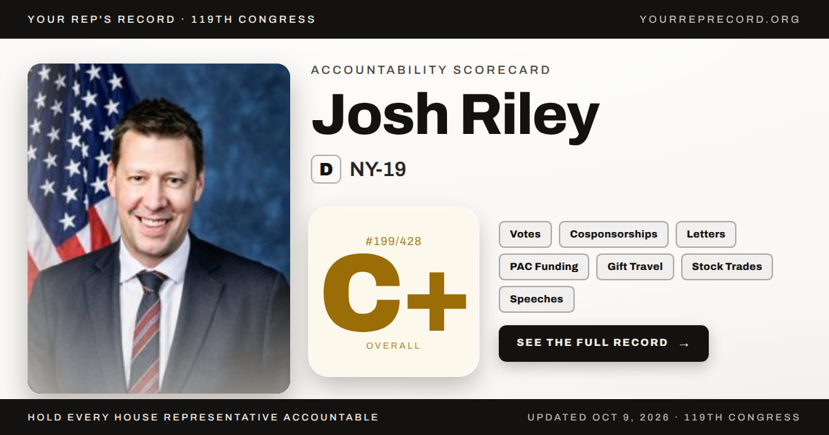 Josh Ryle Josh Riley Voting Record — NY-19 Accountability